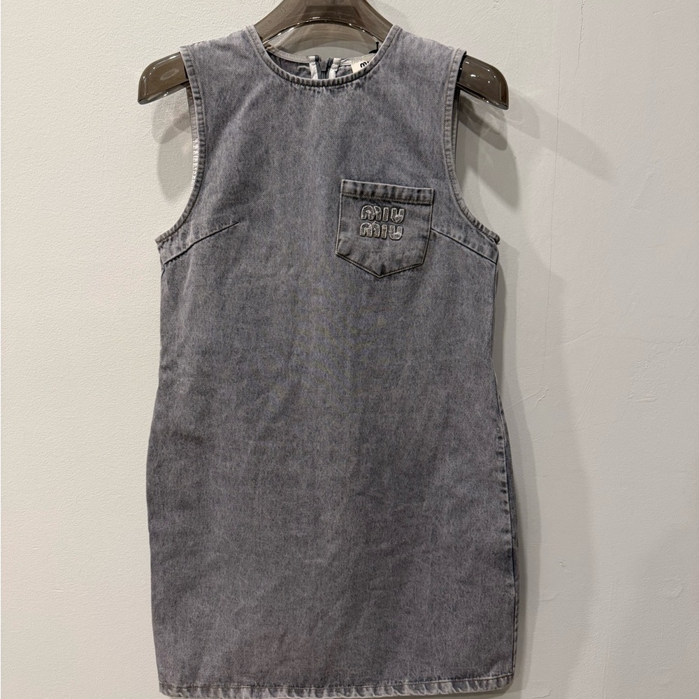 Miu Miu Light Gray Denim Dress